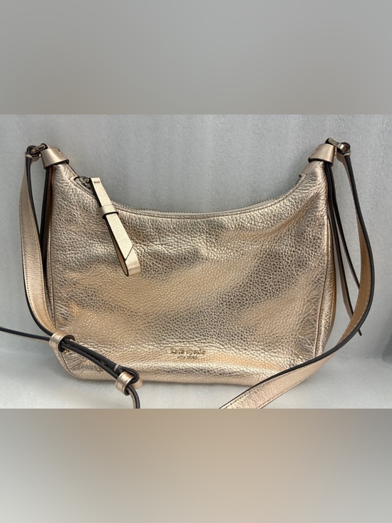 kate spade Handbags - Kate Spade Rose Gold Champagne Pebbled Hobo Shoulder/Crossbody Pink Logo Lining